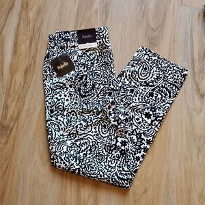 🔹️NWT Rafaella Blue & White Print Classic Slim Cropped Ankle Pants Size 6